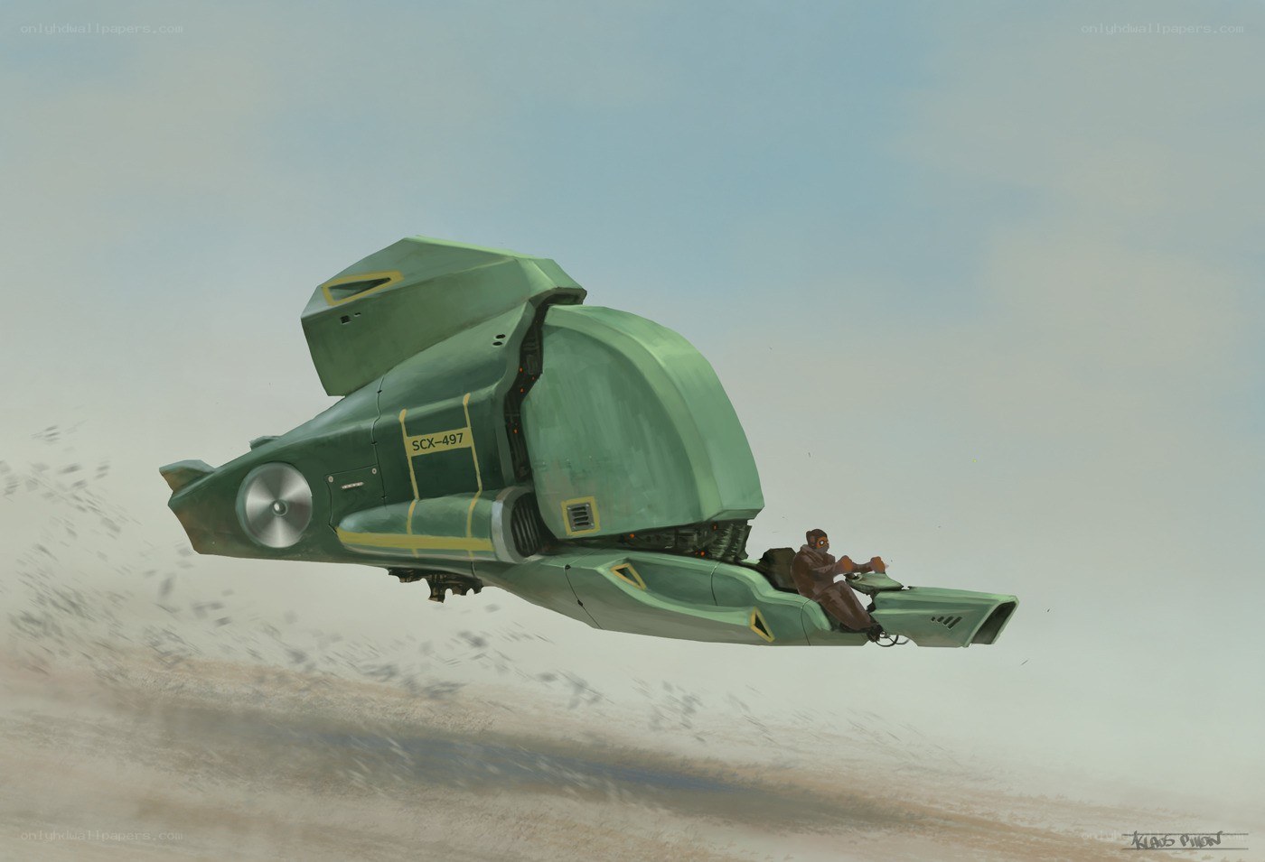 flying vehicle in desert