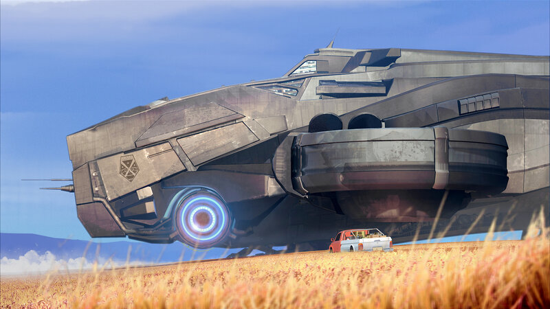 Flying Vehicle in Field