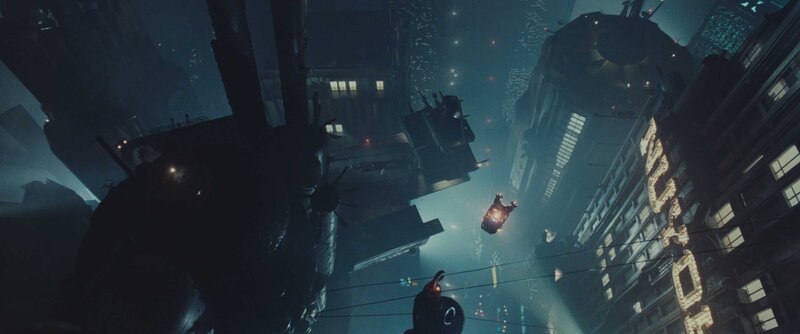 flying vehicle in futuristic city