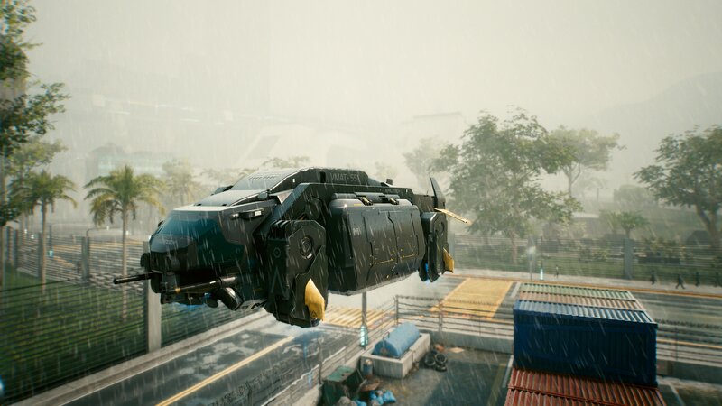 Flying Vehicle in Rain — Gray