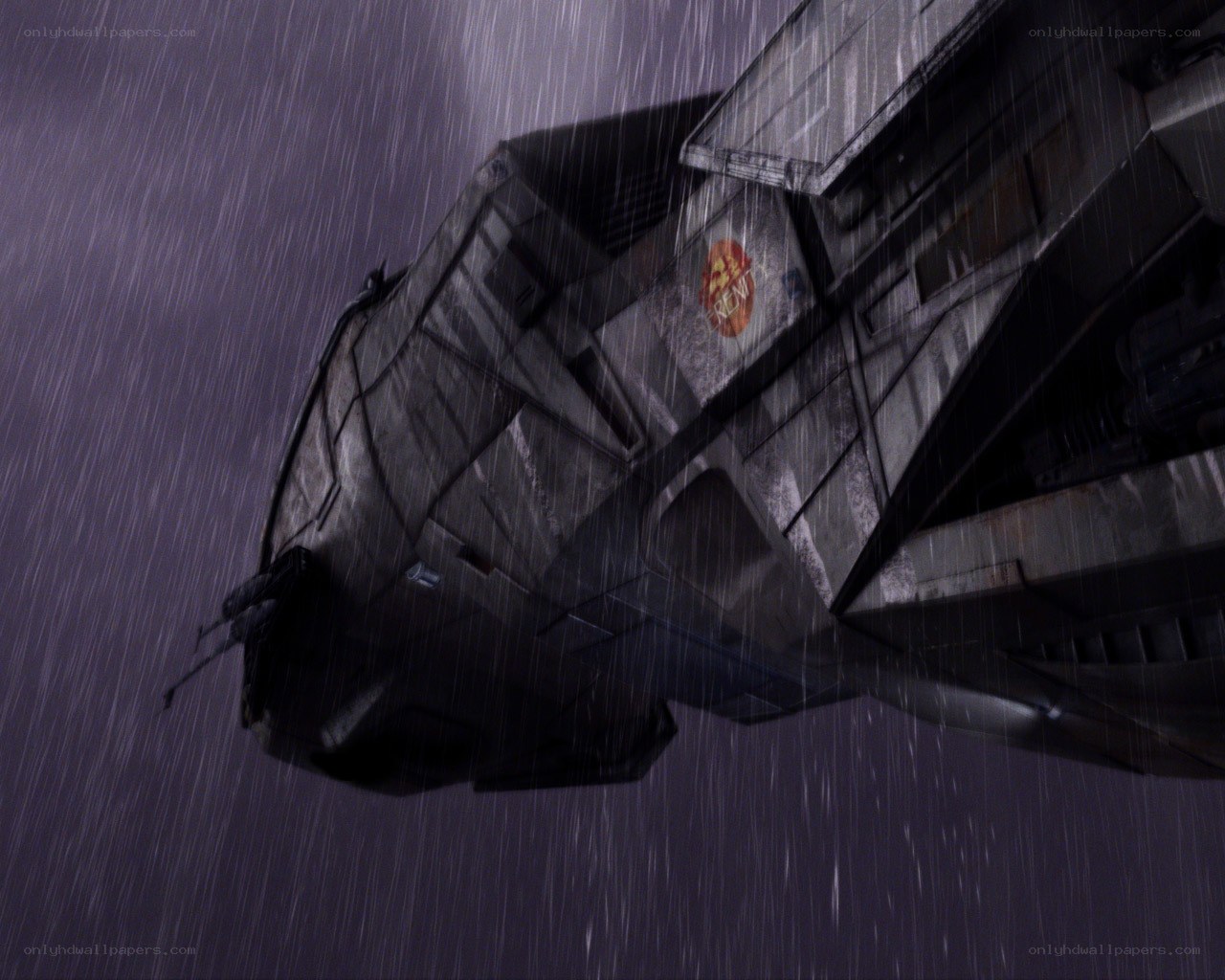 flying vehicle in rainstorm