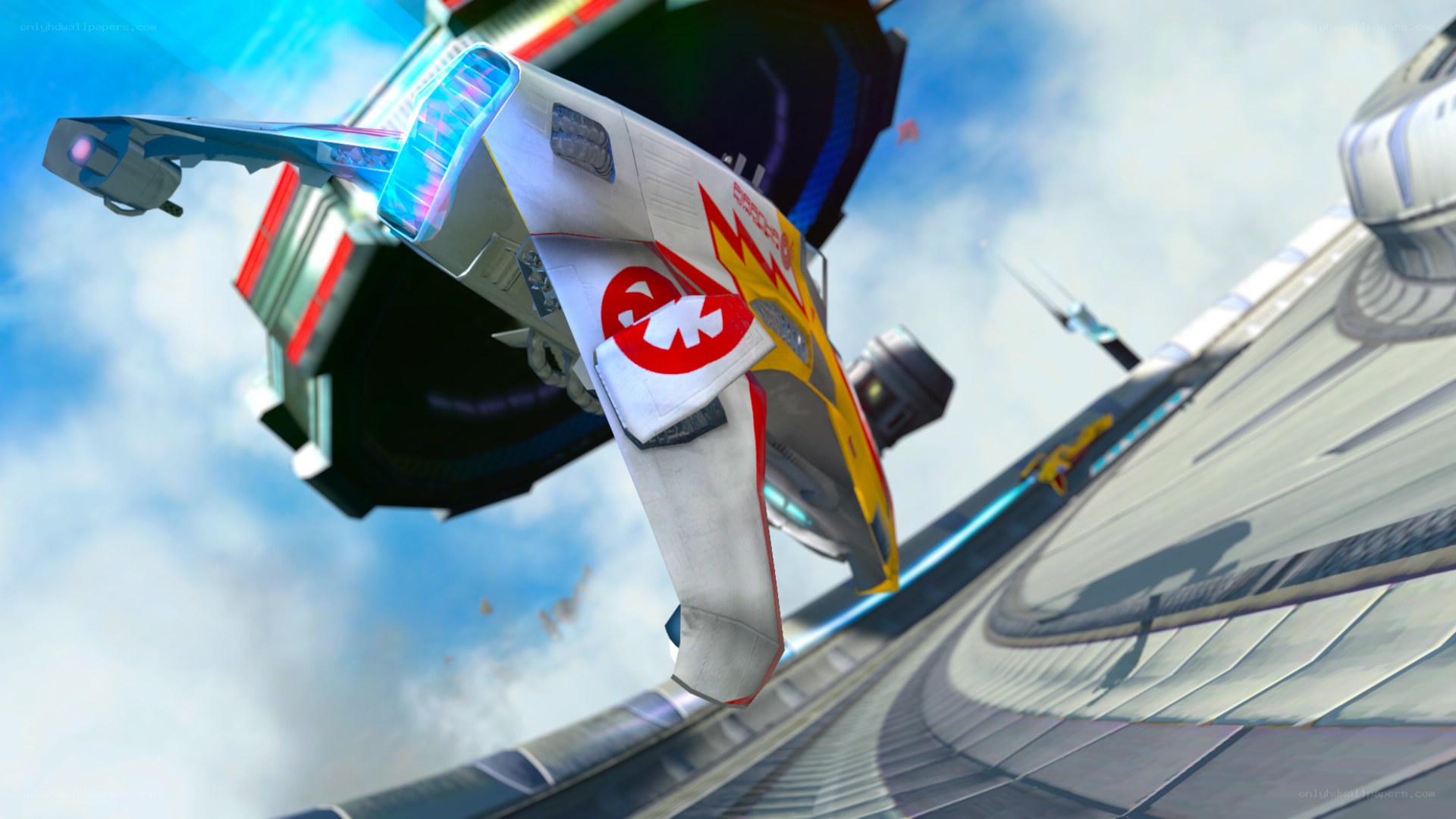 flying vehicle on a track