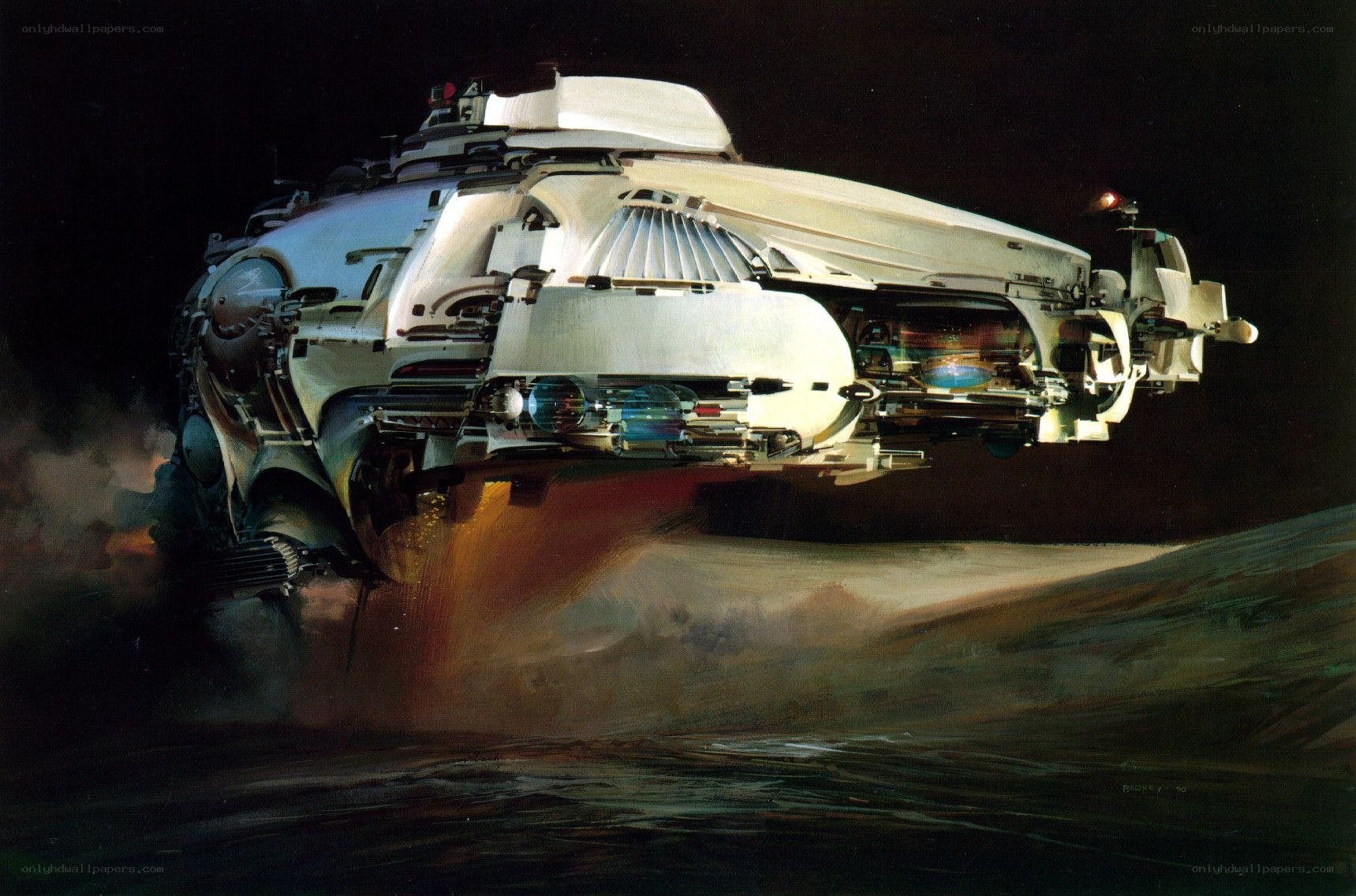 flying vehicle on alien planet