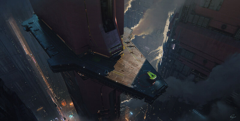 Flying Vehicle on Platform — Gray