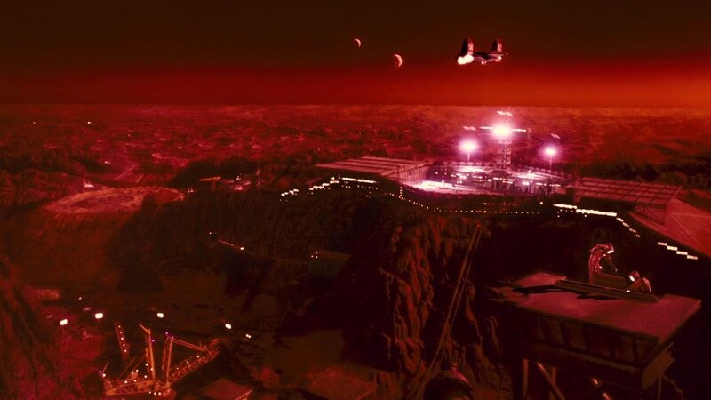 Flying Vehicle over Alien Base