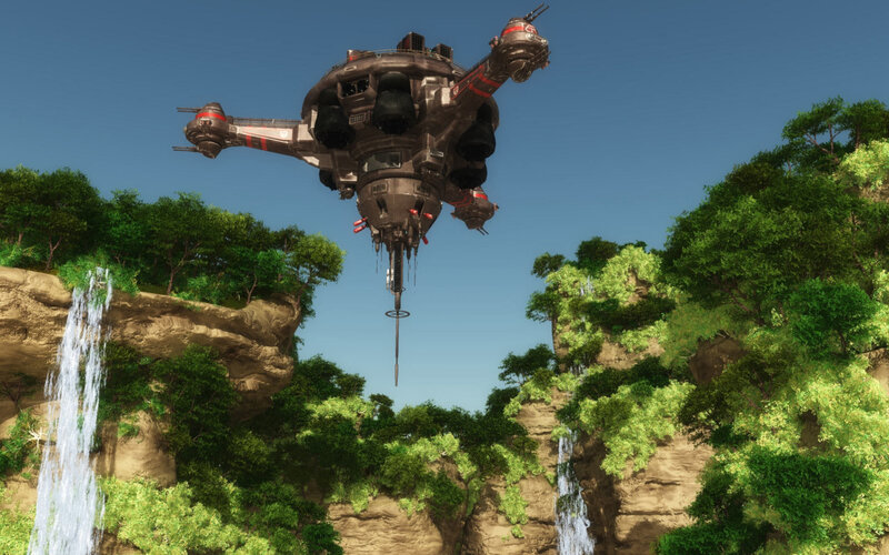 Flying Vehicle over Canyon