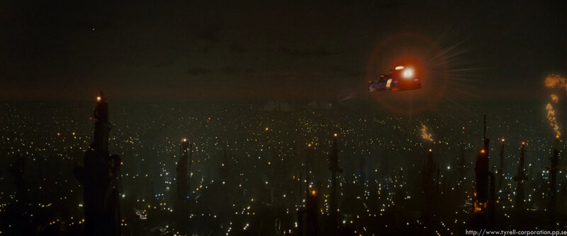 flying vehicle over city at night