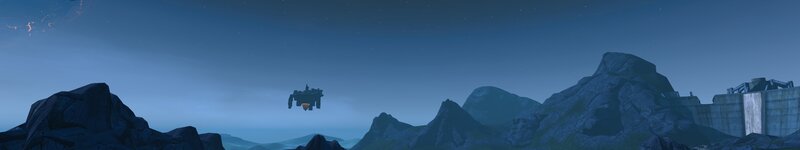 Flying Vehicle over Mountains — Blue, Serene