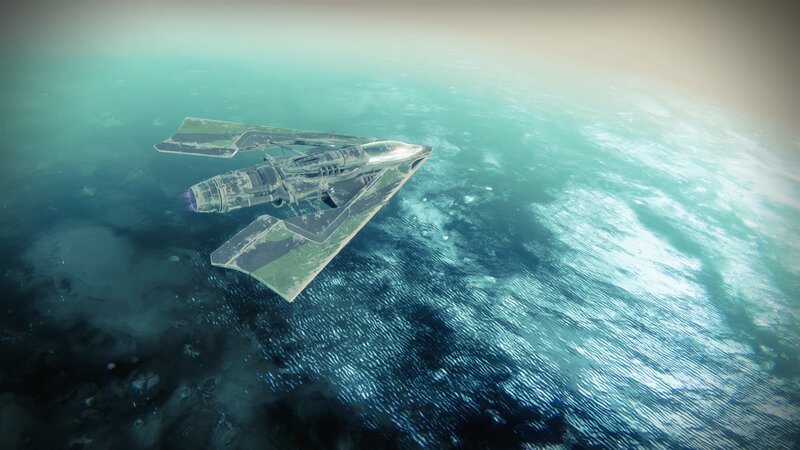 Flying Vehicle over Ocean — Blue, Serene