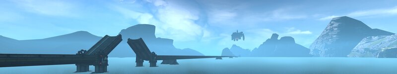 Flying Vehicle over Water — Blue, Serene