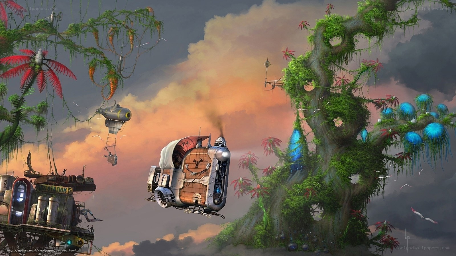 flying vehicles in alien jungle