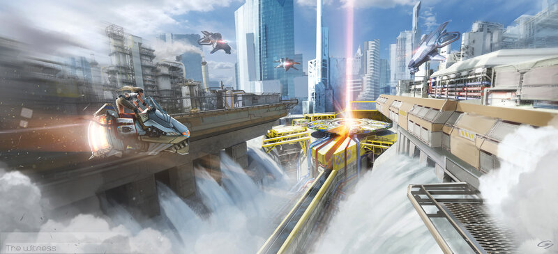 Flying Vehicles in City — Blue