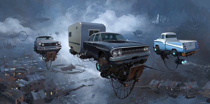 Flying Vintage Cars