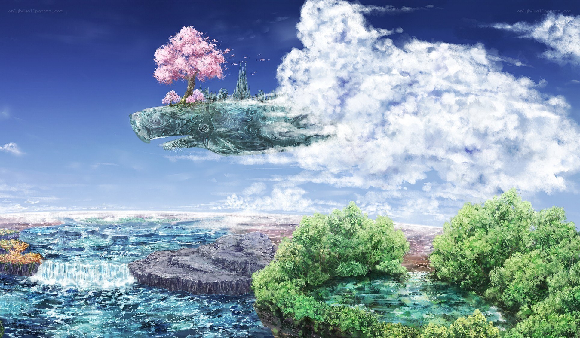 flying whale island