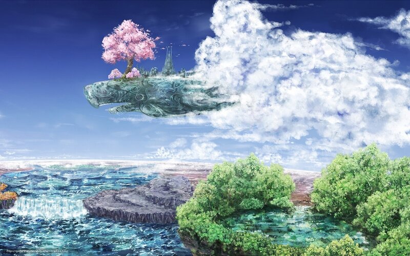 flying whale island