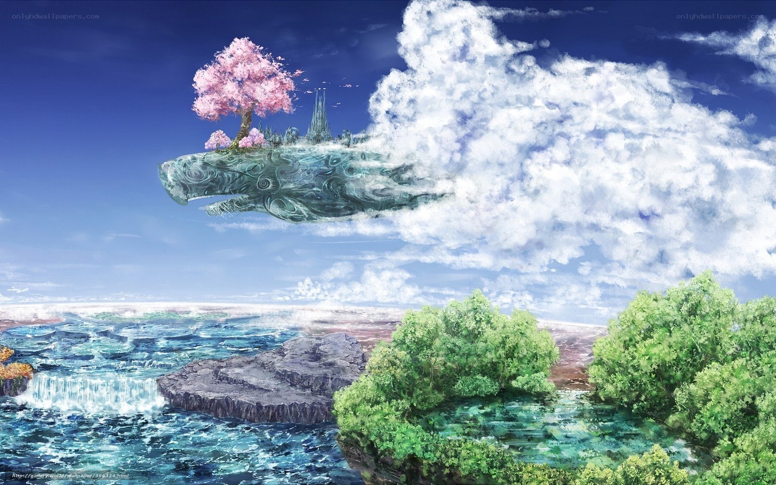 flying whale island