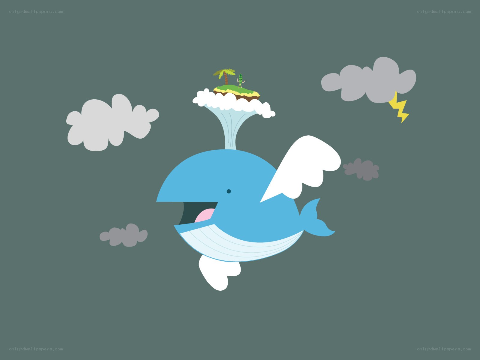 flying whale with island