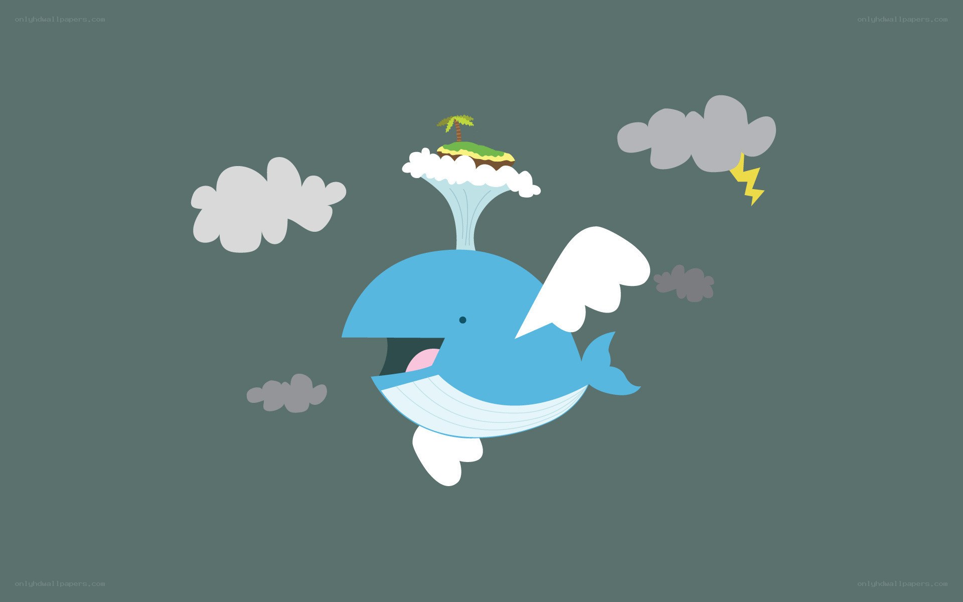flying whale with island
