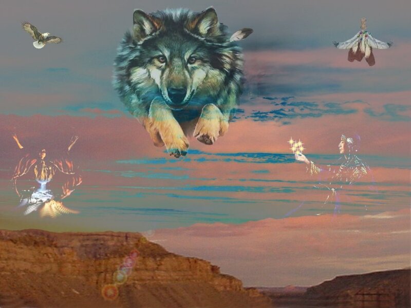 Flying Wolf in Desert