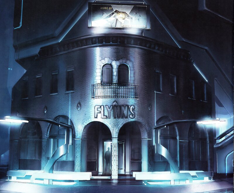 Flynn's building at night