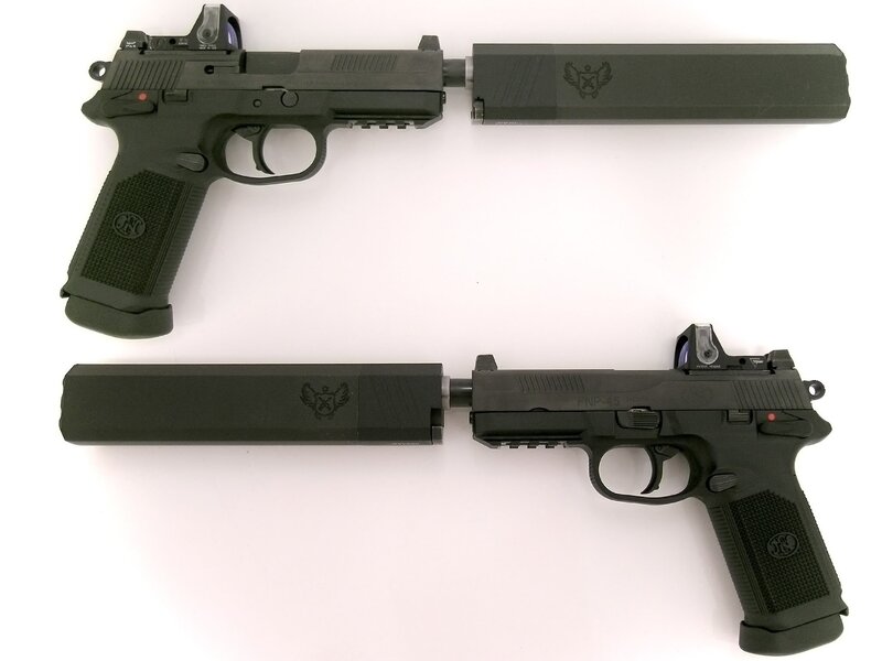 FN FNP-45 pistol with suppressor