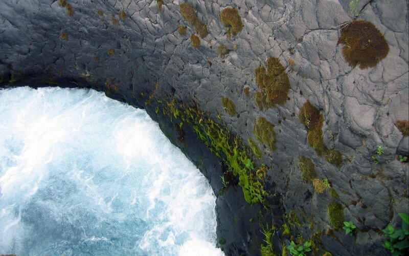 Foaming Water in Rock Channel
