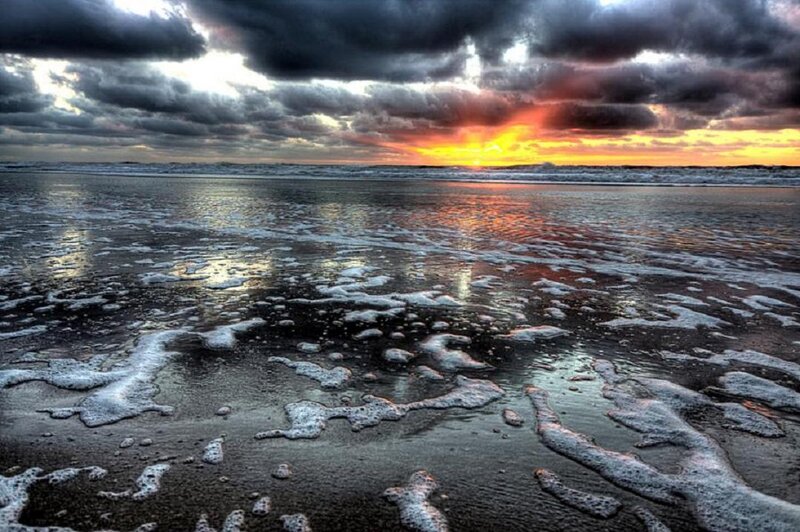 Foamy Beach at Sunset — Orange