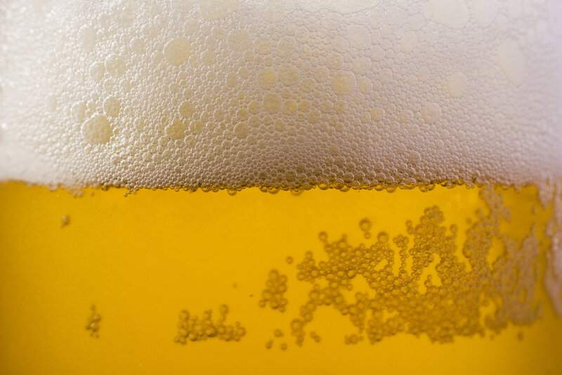 Foamy Beer in Glass — Yellow, Calm, Photograph, Foam