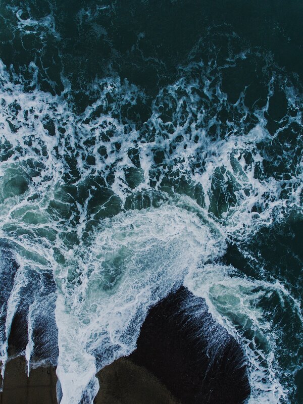 Foamy Ocean Waves — Blue, Dynamic, Photograph, Rock