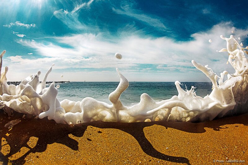 Foamy Wave on Beach — Blue