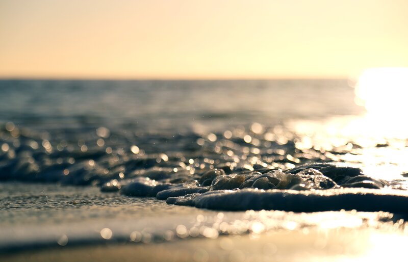 Foamy Waves at Sunset — Gold