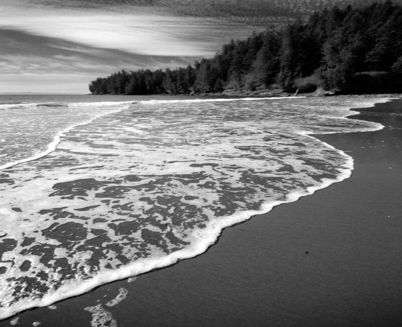 Foamy Waves on Beach — Black