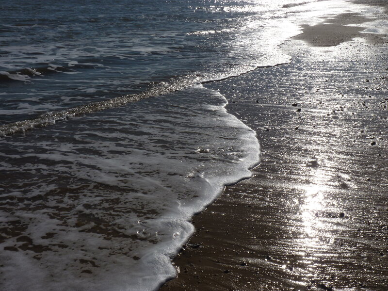 Foamy Waves on Beach — Blue, Calm