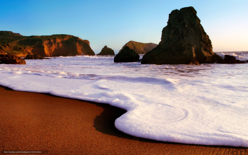 Foamy Waves on Beach — Brown, Serene, Sunset, Photograph