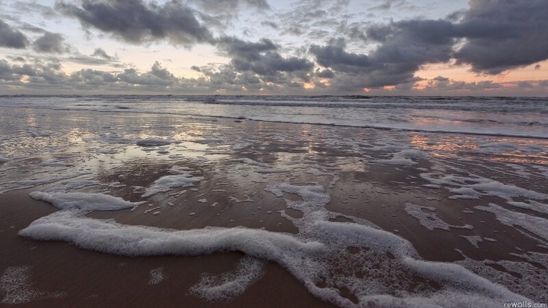 Foamy Waves on Beach — Gray, Dramatic