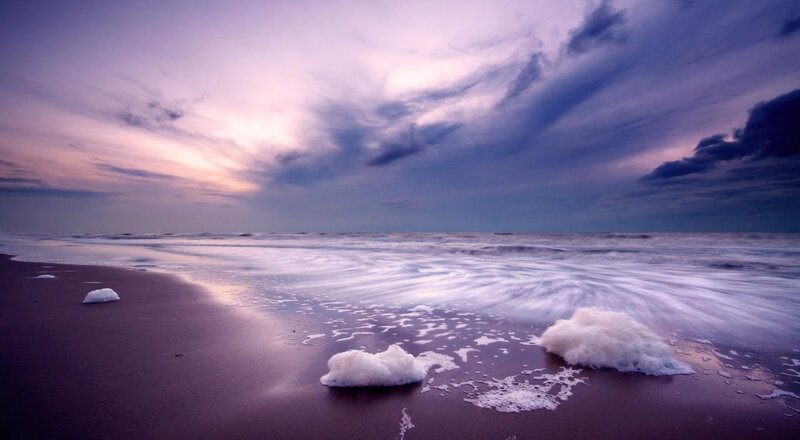 Foamy Waves on Beach — Purple