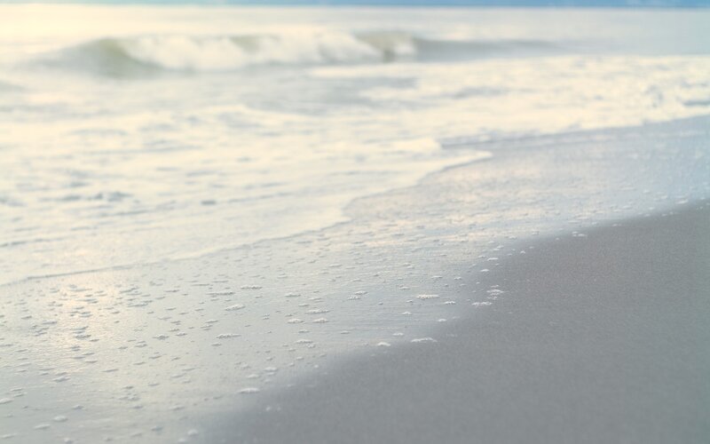 Foamy Waves on Sand — White, Calm, Morning