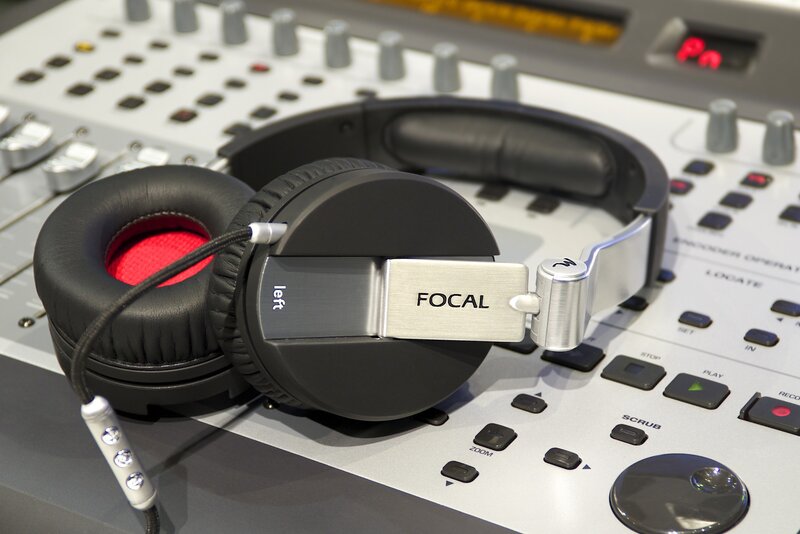 Focal headphones on audio mixer