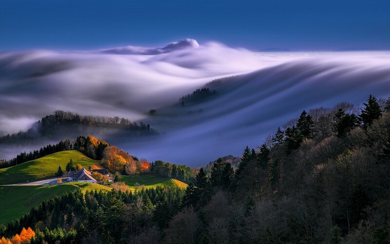 Fog-covered Hills Landscape