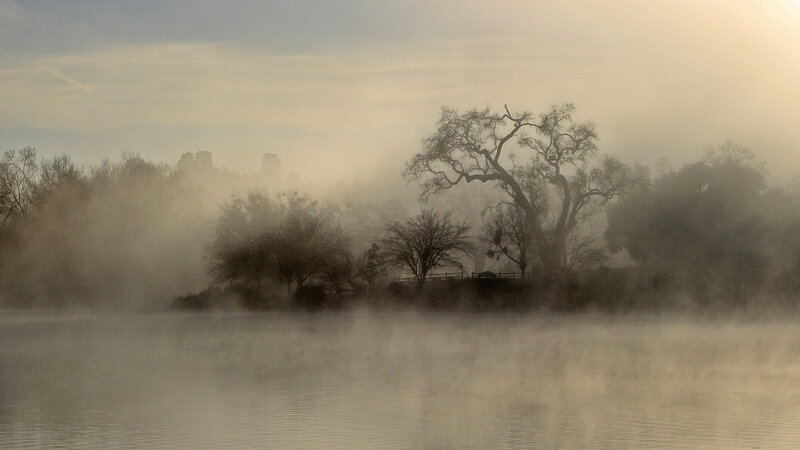 Fog over a misty lake