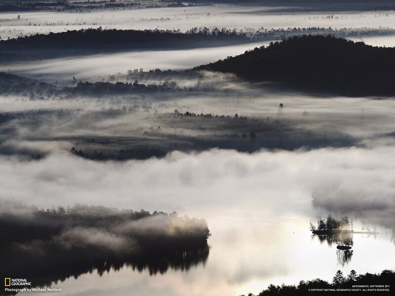 Fog over Adirondack lakes
