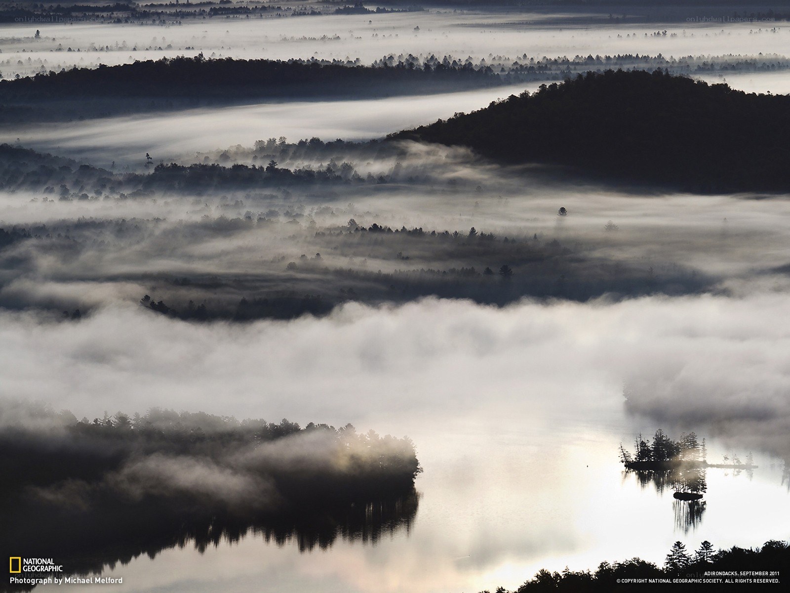 Fog over Adirondack lakes