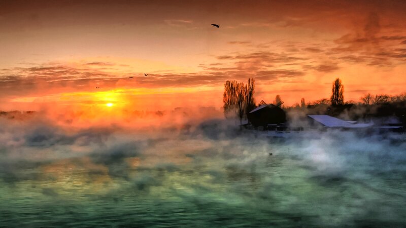 Fog over River at Sunrise