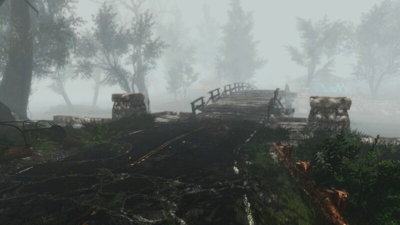 Foggy Bridge in Forest