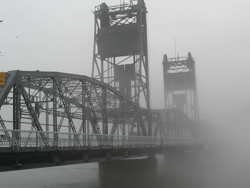 Foggy bridge in mist