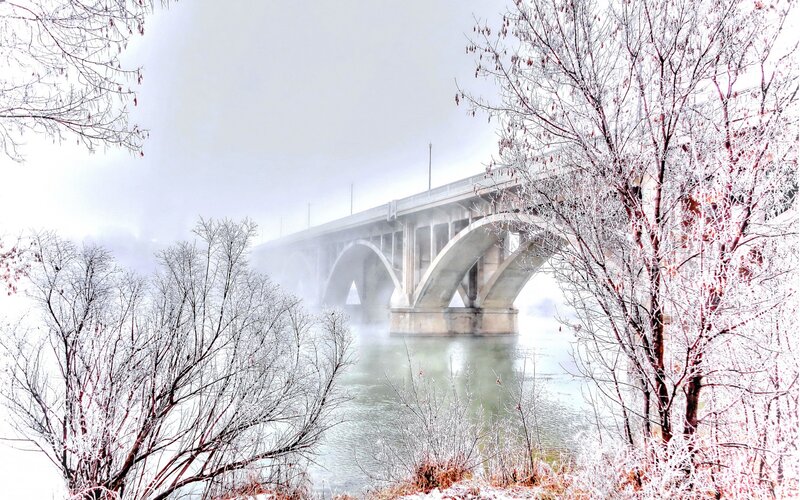 Foggy Bridge in Winter