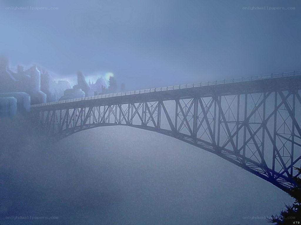 foggy bridge over a valley