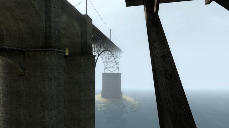 foggy bridge structure