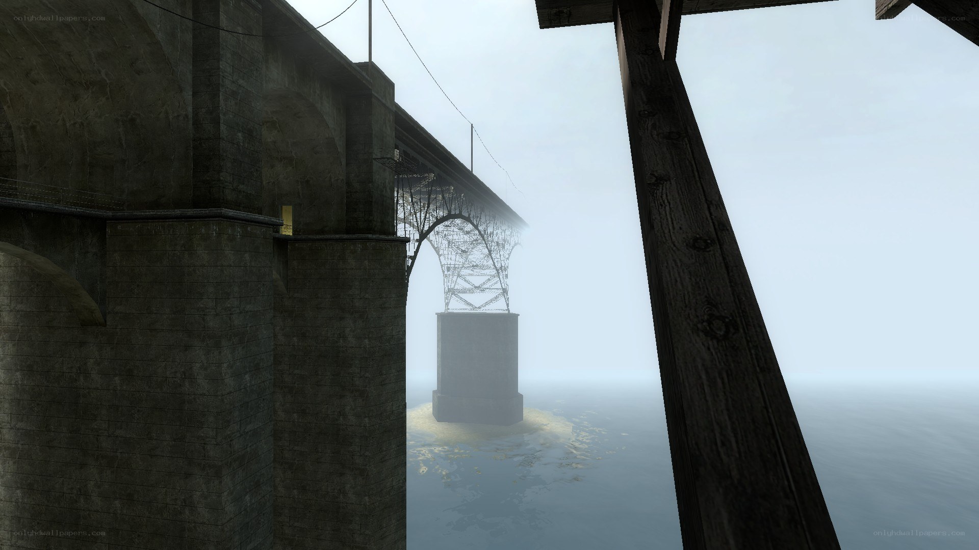 foggy bridge structure