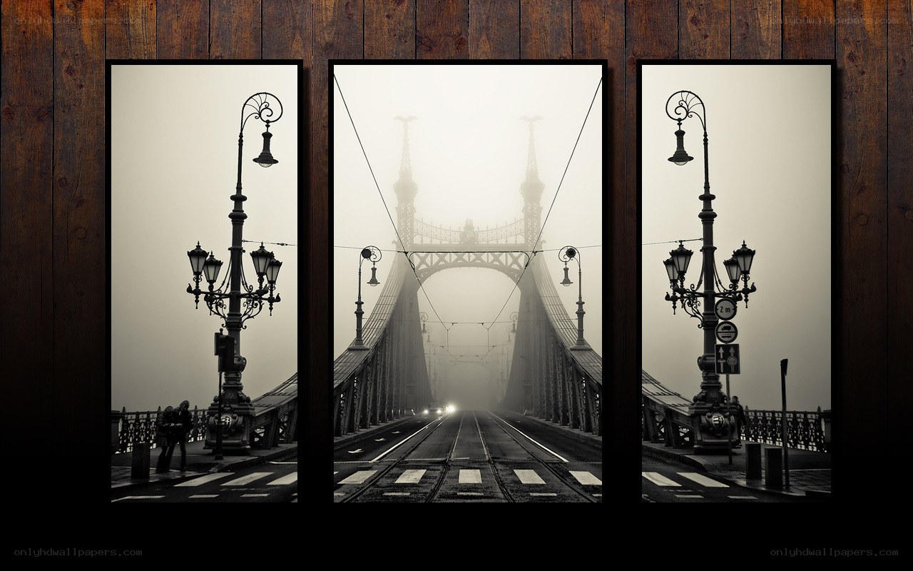 Foggy Bridge Triptych